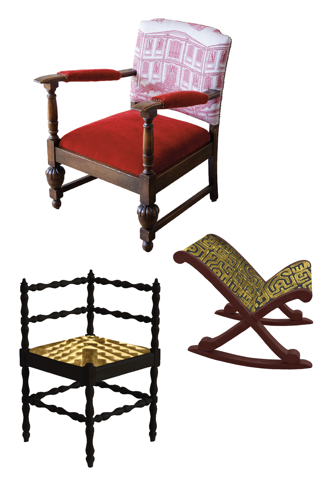 Collectie gestoffeerde stoelen